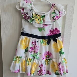 Janie And Jack Floral Ruffle Dress with Bow